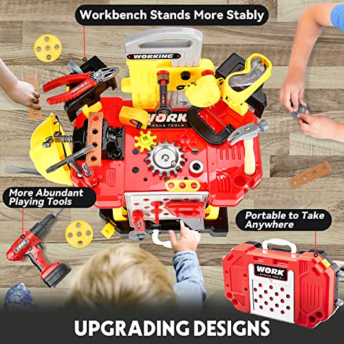 Kids Workbench - Toy Choi's Kid Toy Workbench, 83 Pieces Construction Kids Tool Set Playset, Toddler Tool Bench with Shelf Storage Box Drill, Educational Pretend Play Gift for Boys&Girls Age 3, 4, 5+