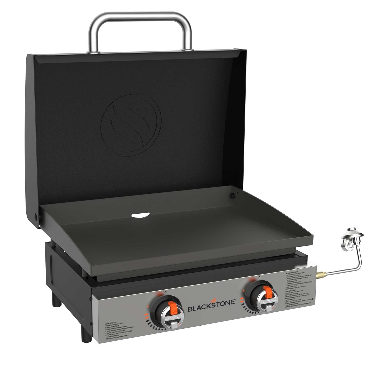 Blackstone 1813 Stainless Steel Propane Gas Hood Portable, Flat Griddle Grill Station for Kitchen, Camping, Outdoor, Tailgating, Tabletop, Countertop – Heavy Duty, 12, 000 BTUs, 22 Inch, Black