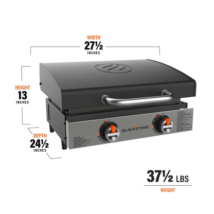 Blackstone 1813 Stainless Steel Propane Gas Hood Portable, Flat Griddle Grill Station for Kitchen, Camping, Outdoor, Tailgating, Tabletop, Countertop – Heavy Duty, 12, 000 BTUs, 22 Inch, Black