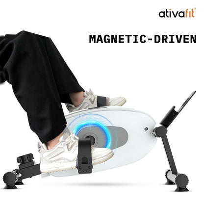Ativafit Magnetic Under Desk Bike Pedal Exerciser for Home Workout Portable Mini Exercise Bike Arm & Leg Exerciser Physical Therapy Equipment for Seniors (White)