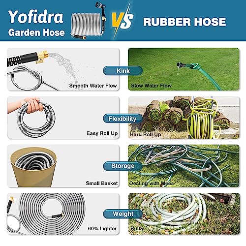 Garden Hose 100 ft Metal - Stainless Steel Water Hose Flexible Garden Hose Lighweight Metal Hose No Kink Water Pipe