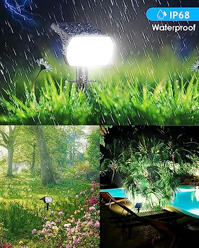 Kaxiida Solar Spot Lights Outdoor Waterproof, 56 LED Solar Garden Pathway Lights for Outside Yard Pool Decorative, 3 Lighting Modes Solar Powered Landscape Lights Dusk to Dawn - 6 Pack