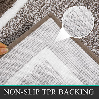 Pauwer 3 Piece Bath Mat Set Bathroom Rugs, Non Slip Plush Bathroom Mats, Absorbent Shaggy Bathroom Rug Set with U-Shaped Contour Toilet Mat for Bathroom Bedroom Living Room