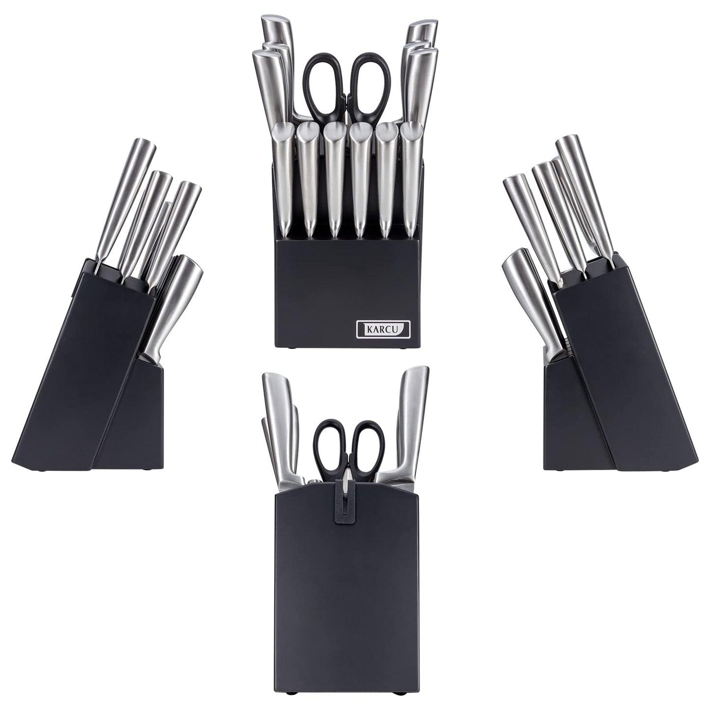 14-piece Karcu Kitchen Knife Block Set, German Stainless Steel Knife Set