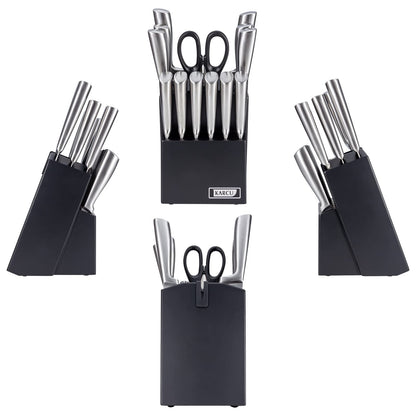 14-piece Karcu Kitchen Knife Block Set, German Stainless Steel Knife Set