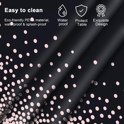 Mulbozy 4 Pcs Rose Gold Black Tablecloth 54"×108" Disposable Waterproof Table Cover Rose Gold Dot Plastic Tablecover for Birthday Parties, Wedding, Anniversary, Baby Shower, Fine Dining Decoration