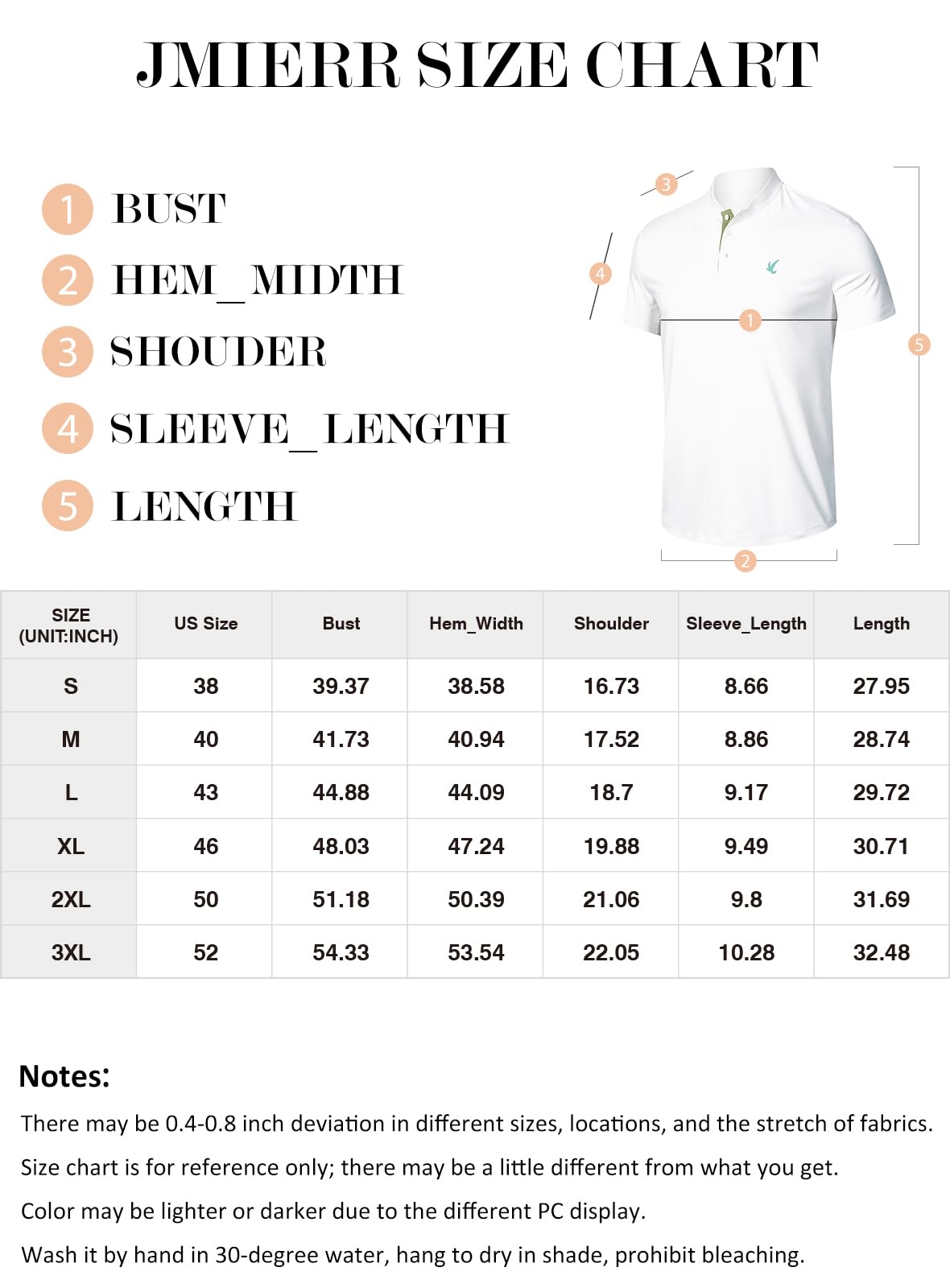 JMIERR Polo Shirts for Men Summer Quick Dry Casual Short Sleeve Button Up Fishing Work Golf Tshirt, L, White