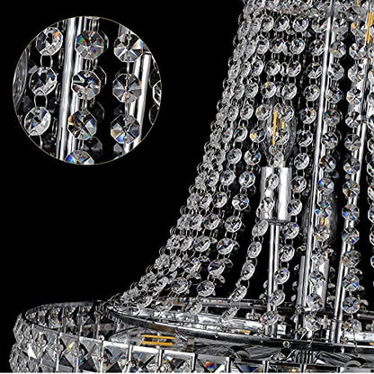 Crystal Chandeliers for dining Room K9 Modern Crystal Chandelier classic luxury Imperial Style 9 Lights Chandelier Ceiling Dining room living room indoor bedroom Chandelier E12(Silver, D20 in)
