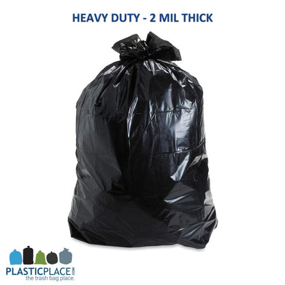 Plasticplace 95-96 Gallon Trash Bags │ 2.0 Mil │ Black Heavy Duty Garbage Can Liners │ 61” x 68” (50 Count)