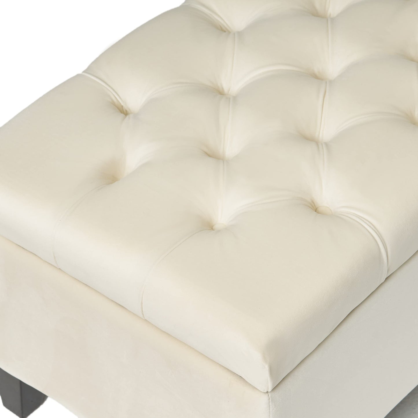 Christopher Knight Home Ottilie Velvet Storage Ottoman, Ivory 17.5”D x 51.0”W x 17.00”H