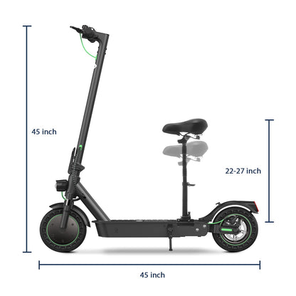 isinwheel S9 Max Electric Scooter with Seat,22 Miles Long Range and 18.6 MPH Portable Folding Commuting Scooter for Adults, Dual Suspension & Brakes, App and Scooter Bag
