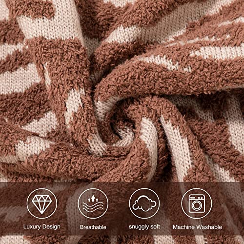 Snuggle Sac Luxury Feather Yarn Fluffy Throw Blanket Zebra Textured Reversible 3D Hand Feeling Super Soft Fuzzy Warm Cozy Decor Knitted Blankets for Winter Christmas Home Bed Couch 50''x60''
