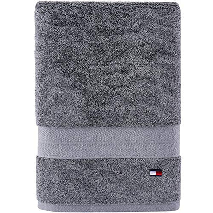 Tommy Hilfiger Modern American Solid Bath Towel, 30 X 54 Inches, 100% Cotton 574 GSM (Grey Violet)