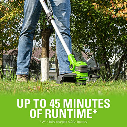 Greenworks 24V 12-Inch Cordless String Trimmer/Edger (Gen 2), 2.0Ah USB Battery and Charger Included