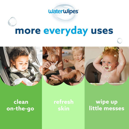 WaterWipes Plastic-Free Textured Clean, Toddler & Baby Wipes, 99.9% Water Based Wipes, Unscented & Hypoallergenic for Sensitive Skin, 540 Count (9 packs), Packaging May Vary