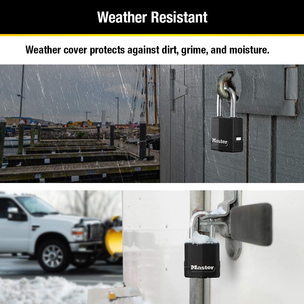 Master Lock Magnum Heavy Duty Outdoor Padlock with Key, 2 Pack Keyed-Alike, Covered
