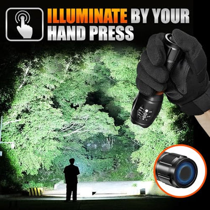 2 Pack LED Flashlights High Lumens with 6 AAA Batteries, 5 Modes Mini Waterproof Tactical Flashlight for Camping Hiking, Bright Flashlight with Zoomable, Christmas Gifts for Men Dad, Black & Coppery