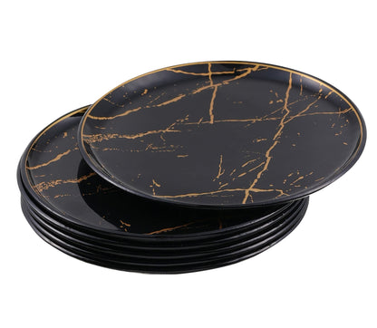 GURCUGLASS Glass Plate Set 7,8 Inch - Salad Plates | Dessert Appetizer Plates - Glass Lunch Plates - Small Plates Set, Set of 6, Suitable for Snacks, Appetizer, Home, Party, Restaurant (Black Marble)