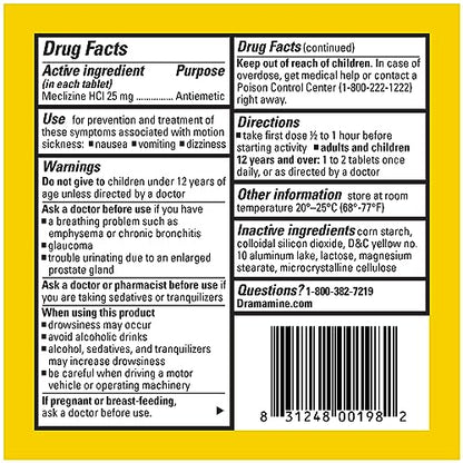 Add 3 To Your Cart! Dramamine Motion Sickness Relief Less Drowsey Formula, 24 Count