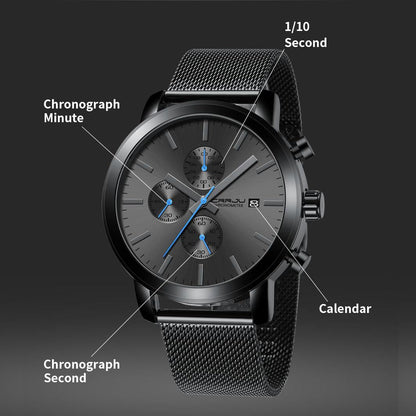 CRRJU Mens Stylish Casual Quartz Watches for Men Luxury Waterproof Calendar Chronograph Japan Movement Wristwatches