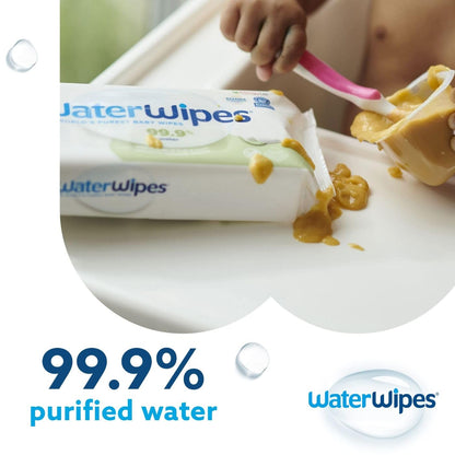 WaterWipes Plastic-Free Textured Clean, Toddler & Baby Wipes, 99.9% Water Based Wipes, Unscented & Hypoallergenic for Sensitive Skin, 540 Count (9 packs), Packaging May Vary