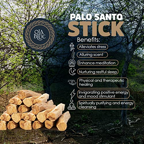 Ola Blue Premium Palo Santo Sticks Bulk (1Pound) high Resin Peruvian Authentic - substantially harvested Hand Picked Incense Sticks Energy Cleansing Smudging Sticks – Natural (Holy Wood)