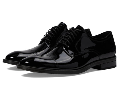 Cole Haan Men's Modern Essentials Cap Oxford, Black Patent/Black, 9.5