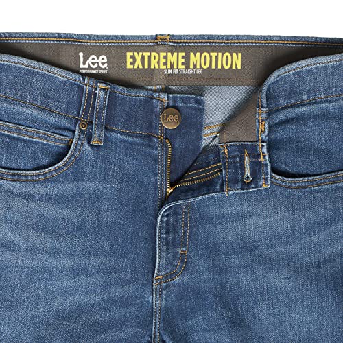 Lee Men's Extreme Motion Slim Straight Jean Black 33W x 30L