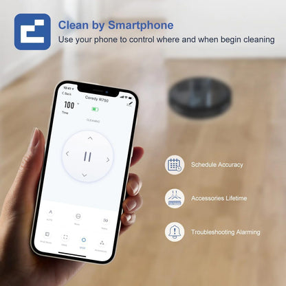 Coredy R750 Robot Vacuum Cleaner, Compatible with Alexa, Mopping System, Boost Intellect, Virtual Boundary Supported, 2200Pa Suction, Super-Thin, Upgraded Robotic Vacuums, Cleans Hard Floor to Carpet