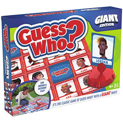 SPIN MASTER GAMES Guess Who? Giant Edition Game for Kids Family Board Game Indoor/Outdoor Games Kids Games with Big Boards, Cards, Spinner, for Kids Ages 8 and Up