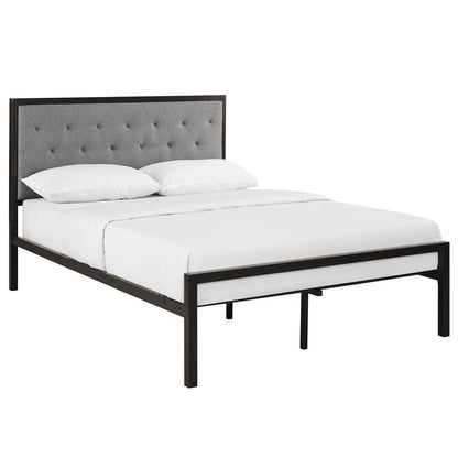 UPDATE: DEAD! Modway Mia Upholstered Brown Beige Tufted Platform Bed with Metal Slat Support in Full