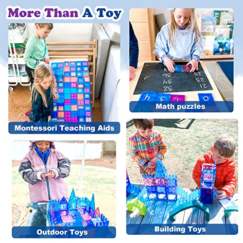 Frozen Toys for Girls Magnetic Tiles 102pcs with Dolls Princess Castle Building Toys Girls Toys Age 4-5 6-8 Magnetic Blocks Birthday Gifts & Toys for 3 4 5 6 7 8+ Year Old Xmas Gifts for Kids