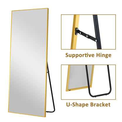 UPDATE: SOLD OUT! self Full Length Floor Mirror 47"x16" Large Rectangle Wall Mirror Hanging or Leaning Against Wall for Bedroom, Dressing and Wall-Mounted Thin Frame Mirror - Gold, 47" x 16" (USAM004)