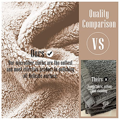 24 Pack Kitchen Dishcloths - Does Not Shed Fluff - No Odor Reusable Dish Towels, Premium Dish cloths, Super Absorbent Coral Fleece Cleaning Cloths, Nonstick Oil Washable Fast Drying (Brown)