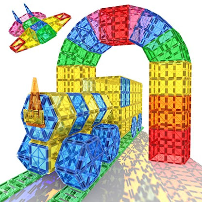 Magnetic Tiles Kids Games Toys for 3+ Year Old Boy and Girl Birthday Gifts, Magnet Blocks Building STEM Preschool Sensory Learning Montessori Autism Halloween Toys for Toddlers Kids Ages 3-5, 5-7, 4-8