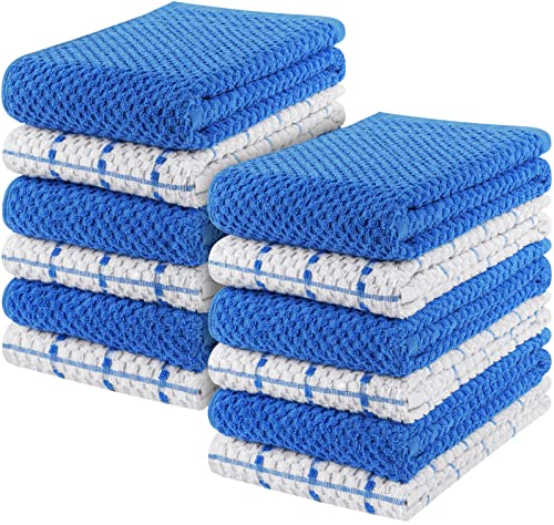 Utopia Towels Kitchen Towels [12 Pack], 15 x 25 Inches, 100% Ring Spun Cotton Super Soft and Absorbent Linen Dish Towels, Tea Towels and Bar Towels Set (Blue)