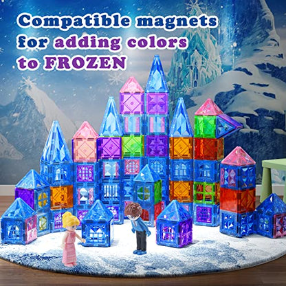 Frozen Toys for Girls Magnetic Tiles 102pcs with Dolls Princess Castle Building Toys Girls Toys Age 4-5 6-8 Magnetic Blocks Birthday Gifts & Toys for 3 4 5 6 7 8+ Year Old Xmas Gifts for Kids