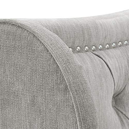 Jennifer Taylor Home Marcella Upholstered Shelter Headboard Bed Set, King, Silver Grey Polyester