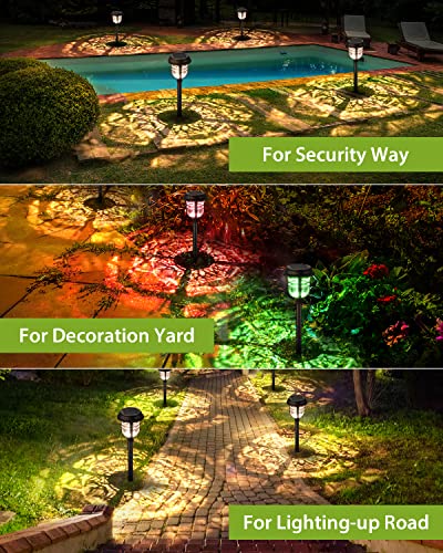 XMCOSY+ Solar Pathway Lights Outdoor, 6 Pack RGBW Solar Outdoor Lights, Auto On/Off IP65 Solar Lights Outdoor Waterproof, LED Solar Garden Lights Outdoor for Landscape Patio Lawn Driveway & Walkway