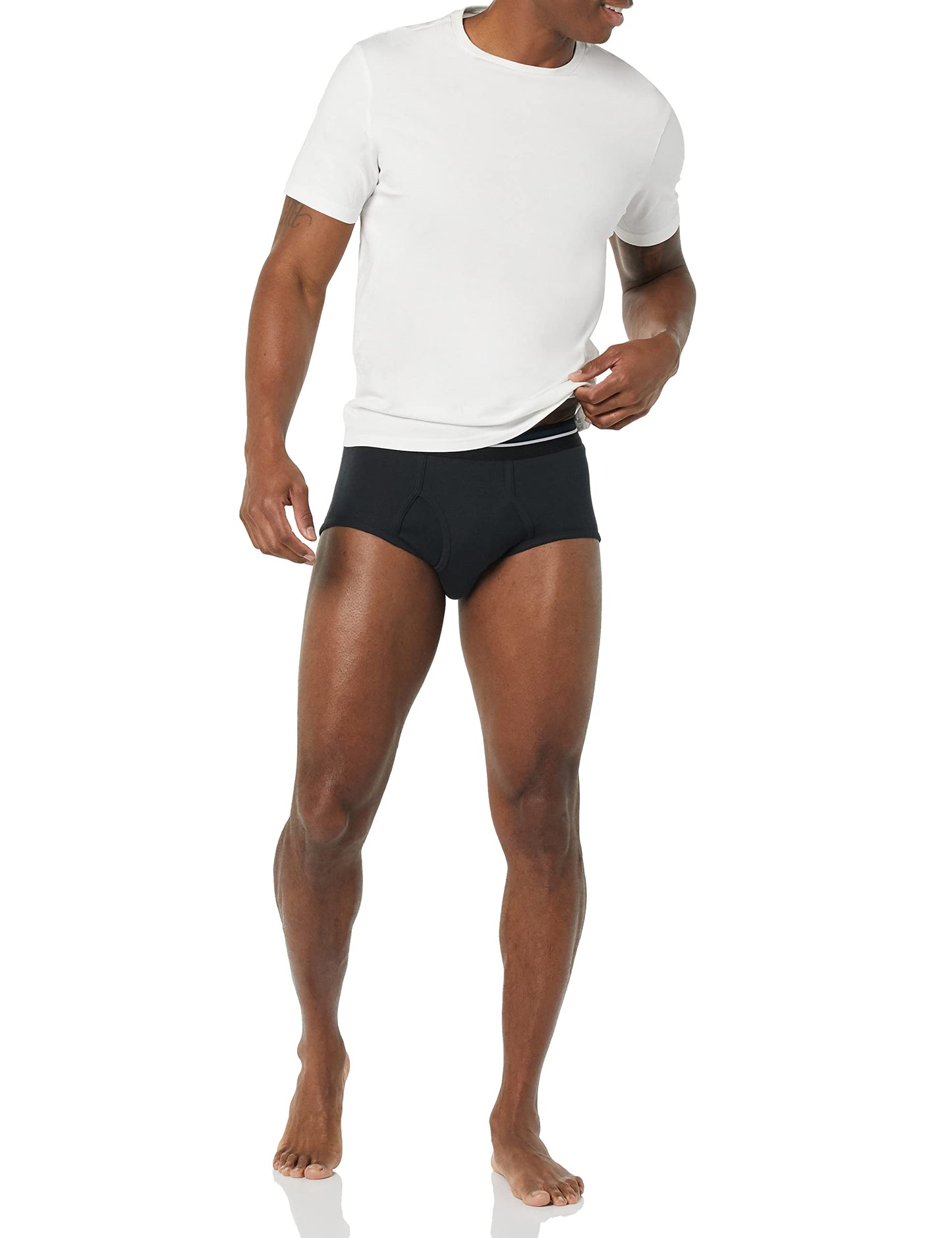 Amazon Essentials Men's Tag-Free Cotton Briefs, Pack of 7, Black, Medium