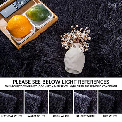 YUSOKI Black Faux Fur Throw Blanket,2 Layers,50" x 60", Soft Fuzzy Fluffy Plush Furry Comfy Warm Cozy Blanket for Couch Bed Chair Sofa Bedroom Mens Gift