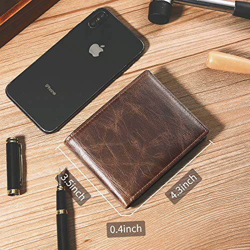Swallowmall Mens Wallet RFID Genuine Leather Slim Bifold Wallets For Men Removable ID Windows 11 Cards Holders Gift Box