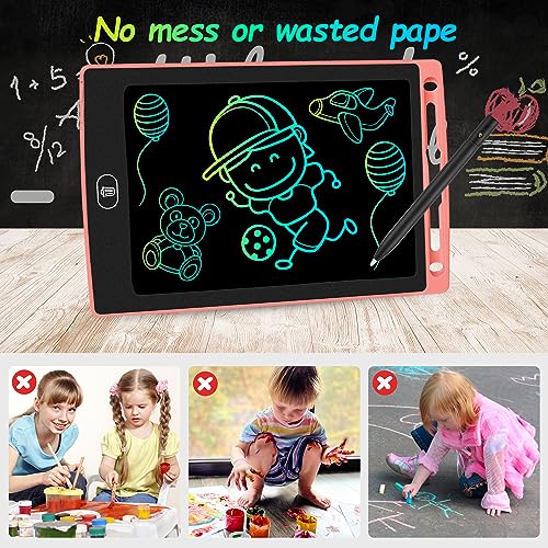 2 Pack LCD Writing Tablet, 8.5 Inch Colorful Doodle Board Drawing Tablet for Kids, Kids Travel Games Activity Learning Toy Birthday Gifts for Age 2 3 4 5 6 7 8 Year Old Boys and Girls Toddler -Pink
