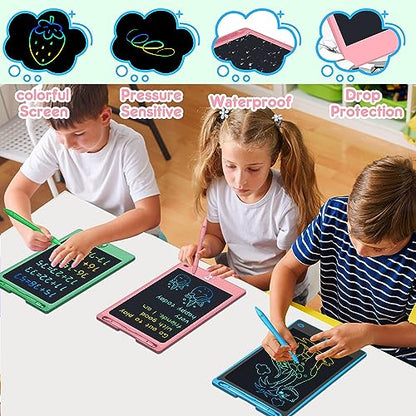 FLUESTON Toys LCD Writing Tablet Toddler,Toys for Boys Girls 3 4 5 6 7 8year,8.8 Inch 3 Pack Drawing Pad Toy Christmas Birthday Gifts for Kids,Drawing Tablet Doodle Board with Cute Dinosaur & Unicorn