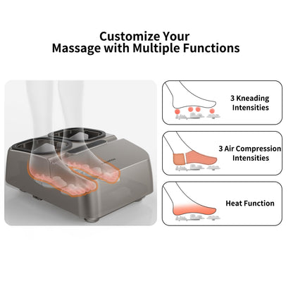 MOUNTRAX Foot Massager Machine with Heat, Gifts for Women Men, Plantar Fasciitis and Relieve Pain, Deep Kneading Shiatsu Massager, Fits Feet Up to Men Size 12 (Gray)