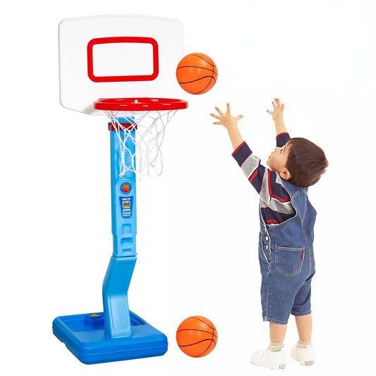 Fajiabao Toddler Basketball Hoop Indoor Adjustable Height Poolside Basketball Hoop Outdoor with Base Mini Basketball Hoop with 3 Balls Swimming Pool Toys Basketball Games for Kids Birthday Gift