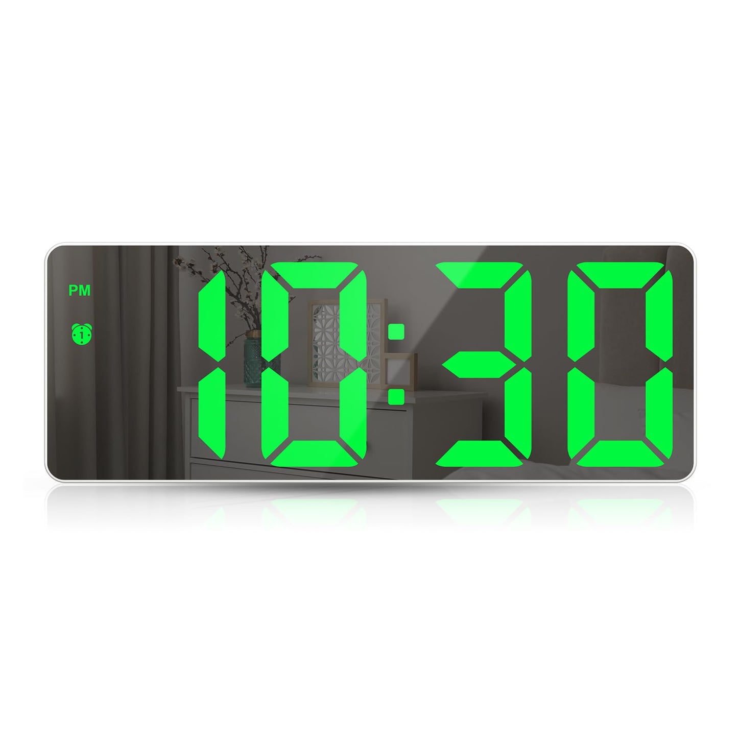 Olipiter Digital Clock for Heavy Sleepers, Alarm Clocks for Bedrooms, LED Digital Clock Large Display, USB/Battery Desktop Clock with Temperature, Adjustable Brightness, Voice Control, 12/24H