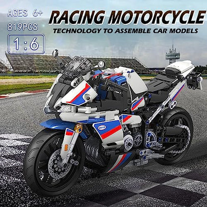 WINNER SPACE 1/6 Racing Motorcycle Toy Building Blocks Kit, Stem Bricks Sets,Toys for Boys & Adults,Build A Model Motorcycle,Suspension (819 Pieces)