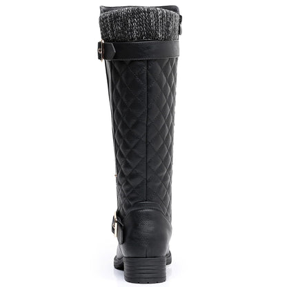 GLOBALWIN Women's 19YY01 Black Quilted Knee-High Fashion Boots 7.5M