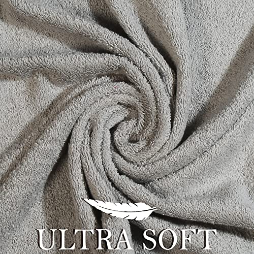 Bath Towels Set-100% Cotton-2 Bath Towels, 2 Hand Towels & 4 Washcloths-Large, Quick Dry, Absorbent, Plush, Soft-Home, Gym, Yoga, Spa, Shower Towels -8 Piece Luxury Bathroom Towels - Light Grey/Silver
